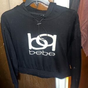 Bebe Black Crop Sweatshirt Hoodie